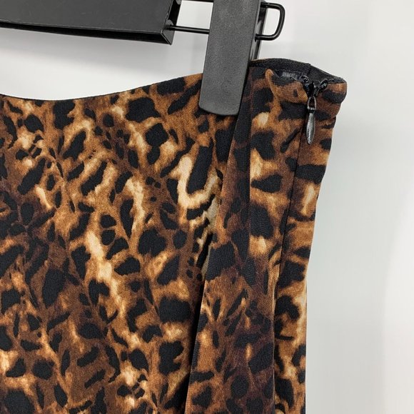 Calvin Klein Dress One Shoulder Leopard Print Mini Brown Black - Picture 6 of 15